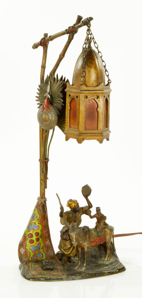 Appraisal: - Austrian Cold Painted Bronze Lamp Austrian lamp cold painted