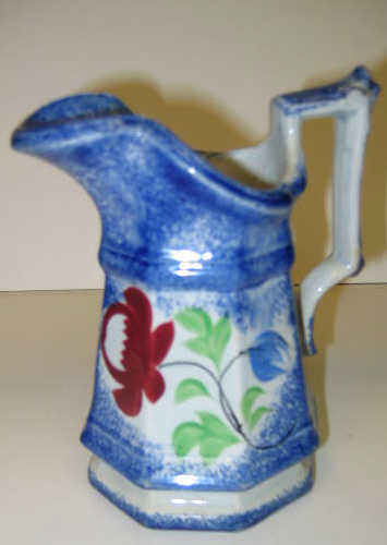 Appraisal: ENGLISH SPATTERWARE Blue spatter Adams Rose creamer Height inches Estimate