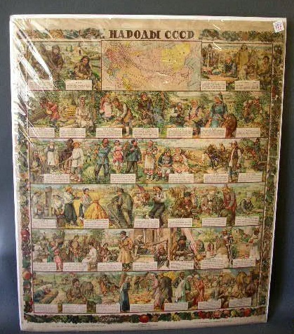 Appraisal: Soviet Russian poster Narodii CCCP color lithograph of all Soviet