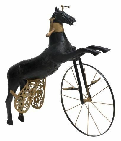 Appraisal: French horse velocipede toy tricycle late th c cast iron