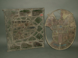 Appraisal: A leaded stained glass heraldic panel part possibly th century