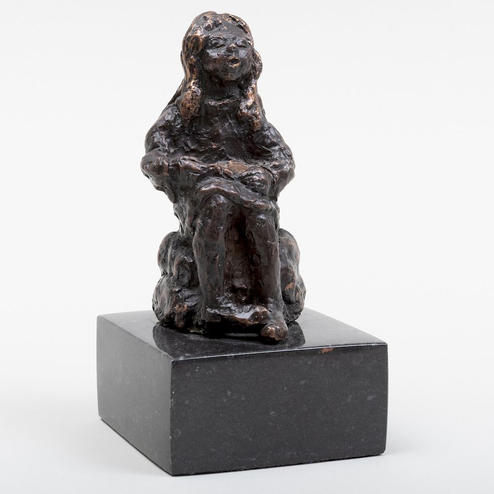 Appraisal: Markey Robinson - Seated Girl Bronze indistinctly signed with initials