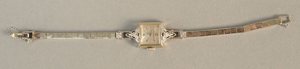 Appraisal: Longines K white gold ladies wristwatch set with four diamonds