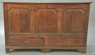 Appraisal: George III oak chest with rectangular lift top over three