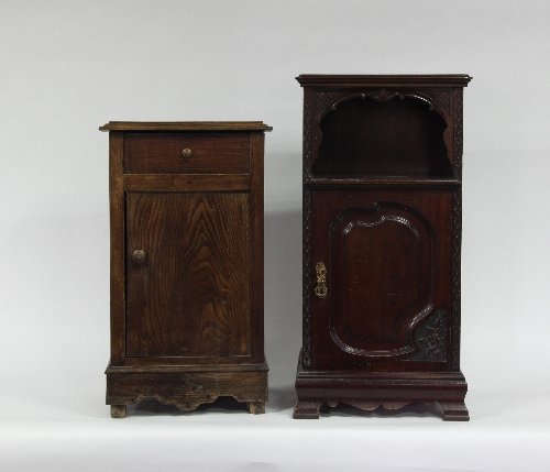 Appraisal: A French bedside cupboard circa with shelf above a cupboard