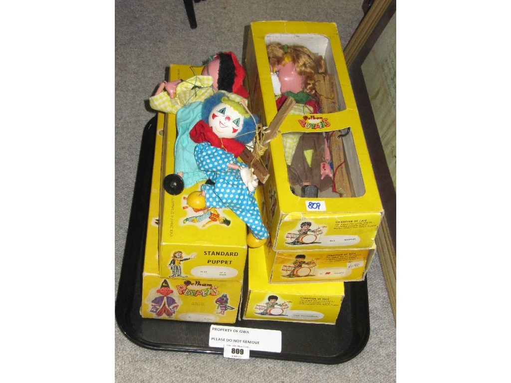 Appraisal: Five boxed Pelham puppets including Old Man Giant Gretel Goofy