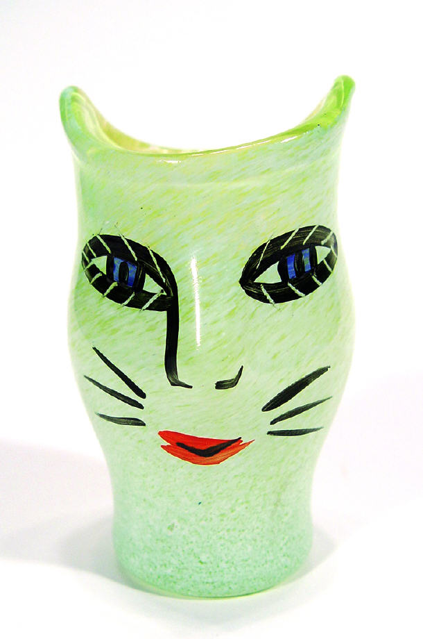 Appraisal: Kosta Boda art glass cat shaped pot by Ulrica Hvia