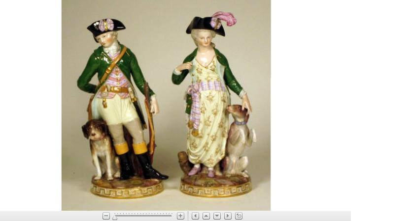 Appraisal: Pair of Meissen figures of a Hunter and Huntresslate th