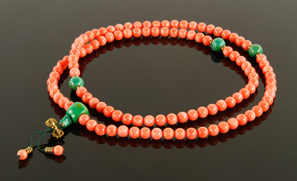 Appraisal: - Chinese Coral Necklace Chinese necklace coral approximately long Provenance