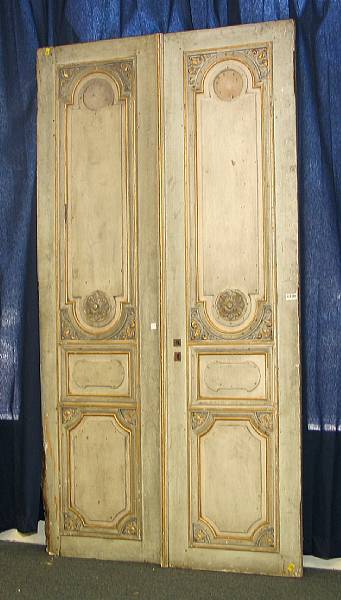 Appraisal: A pair of parcel gilt painted doors approximate height ft