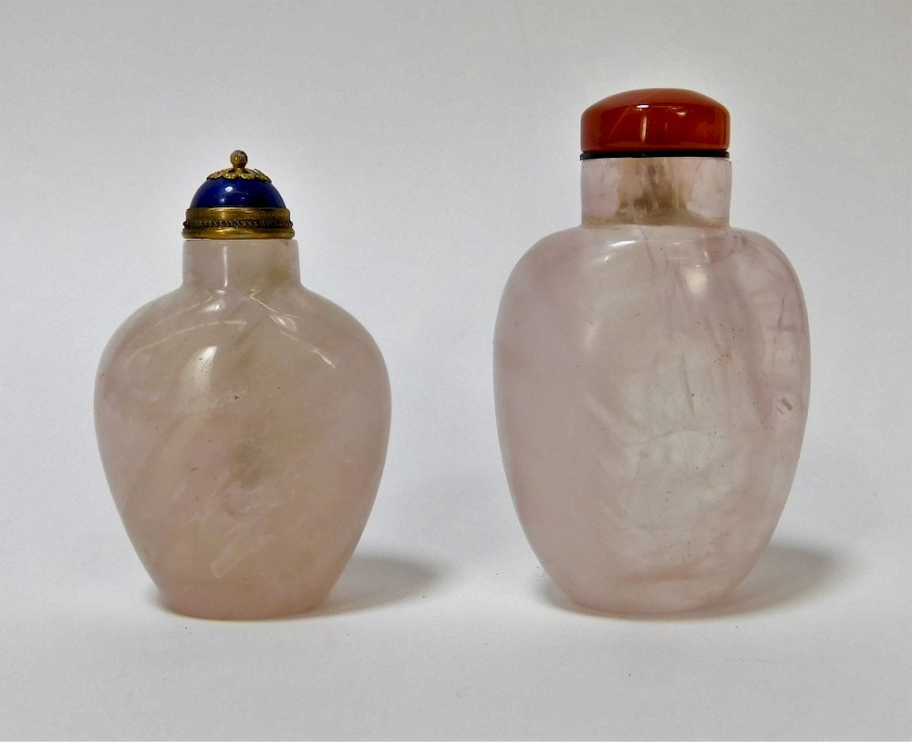 Appraisal: PC Chinese Rose Quartz Hardstone Snuff Bottles China th Century