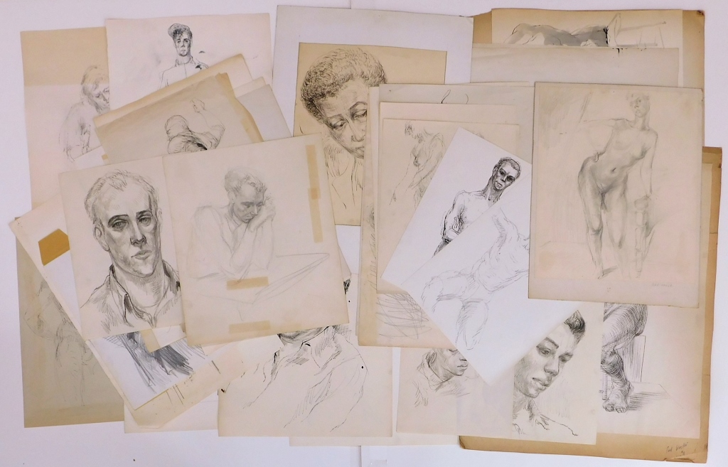 Appraisal: GERTRUDE ANN YOUSE FIGURE STUDY DRAWING PORTFOLIO Massachusetts d Includes