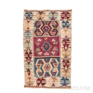 Appraisal: Rehanli Area Kilim Pair of Greek Island Embroideries Crete early