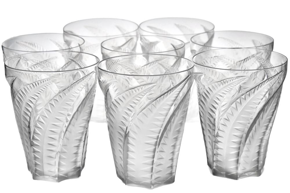 Appraisal: R LALIQUE EIGHT HESPERIDES CRYSTAL TUMBLERScirca each signed R Lalique