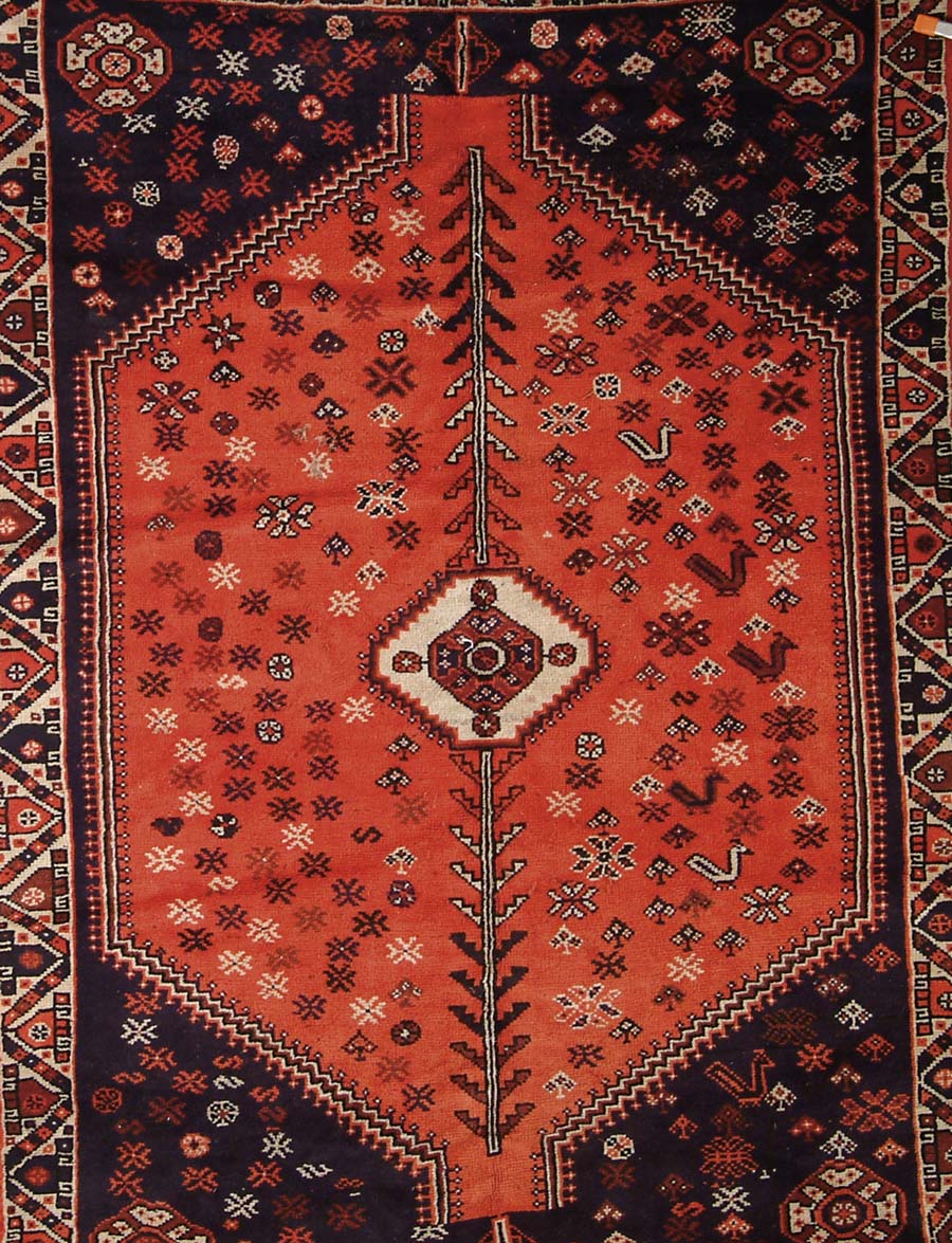 Appraisal: SHIRAZ ORIENTAL RUG Modern Red field has center medallion with