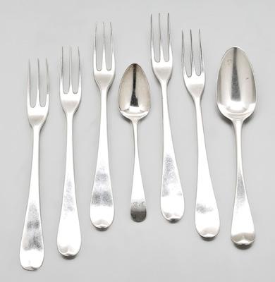 Appraisal: Bateman English silver flatware oval handles most with upturned tipt