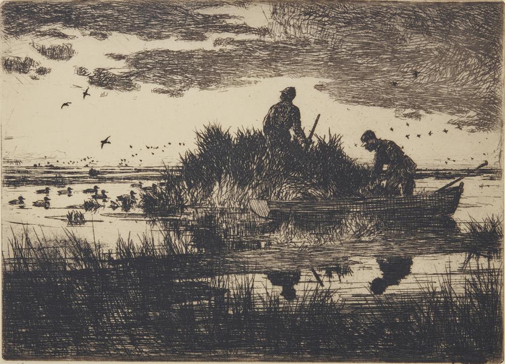 Appraisal: FRANK WESTON BENSON American - Duck Blind etching signed Frank