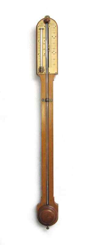 Appraisal: TH CENTURY ABRAHAMS OAK STICK BAROMETER Late th century with