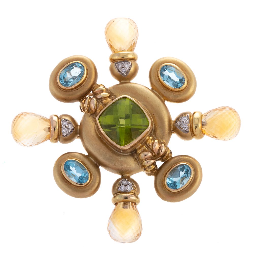 Appraisal: A Colorful Topaz Peridot Pin Pendant in K K yellow