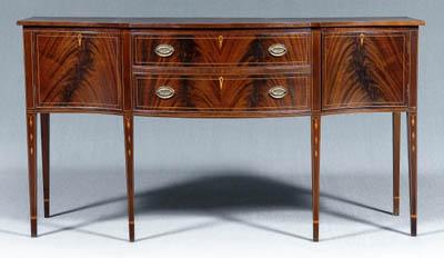 Appraisal: Federal style inlaid sideboard mahogany with serpentine shaped top two