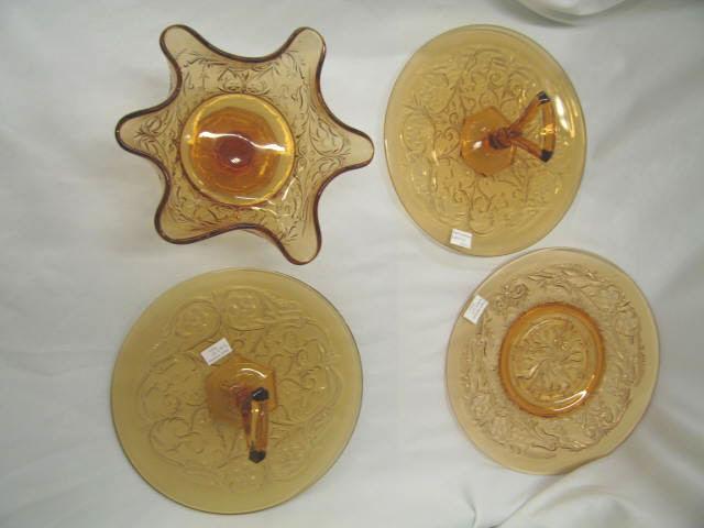 Appraisal: Pcs McKee Rock Crystal Amber Glassware two snack trays with