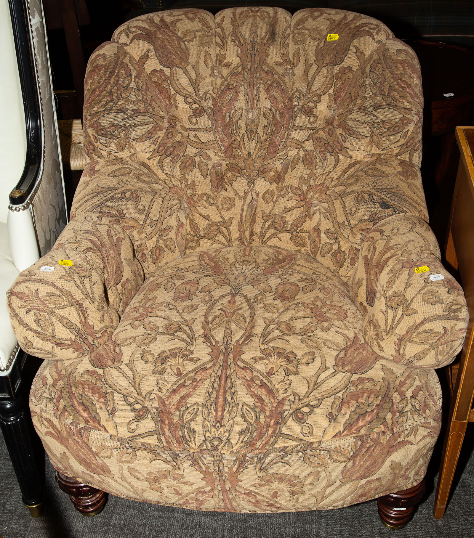 Appraisal: LARGE VICTORIAN STYLE ARM CHAIR Modern