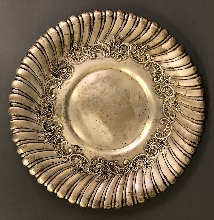 Appraisal: Sterling Silver Pinehurst Golf Trophy Dish Sterling silver round tray