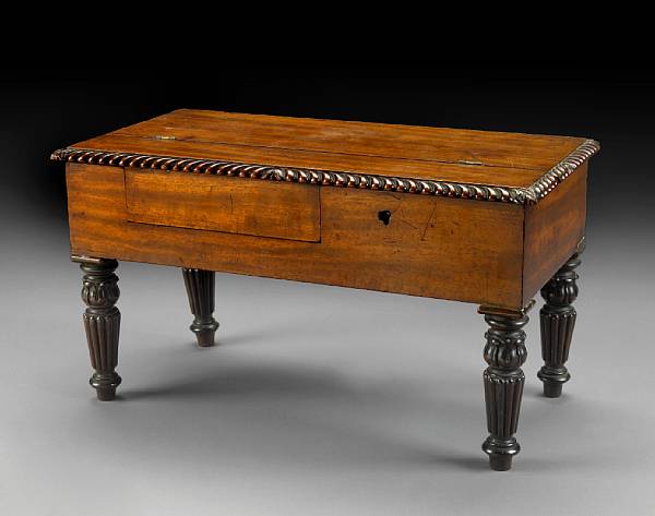 Appraisal: A William IV carved mahogany sewing box circa In the