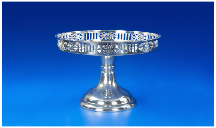 Appraisal: Silver Edwardian Tazza Circular Pierced Top With Gadrooned Edge Raised