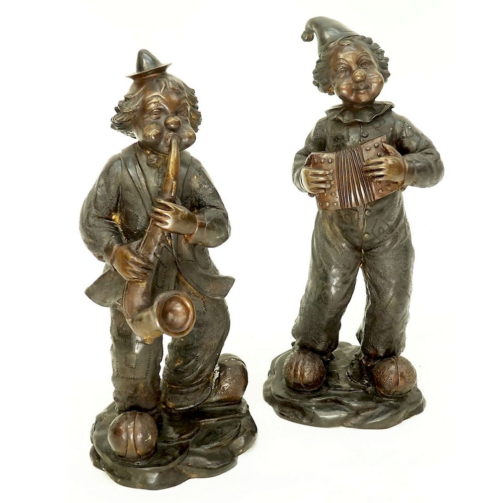 Appraisal: Pair of Bronze Sculptures Pair of th Century Bronze Music