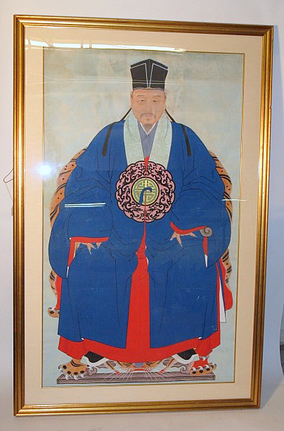 Appraisal: UNKNOWN-CHINESE SCHOOL chinese th century ANCESTOR PORTRAIT Color wash and