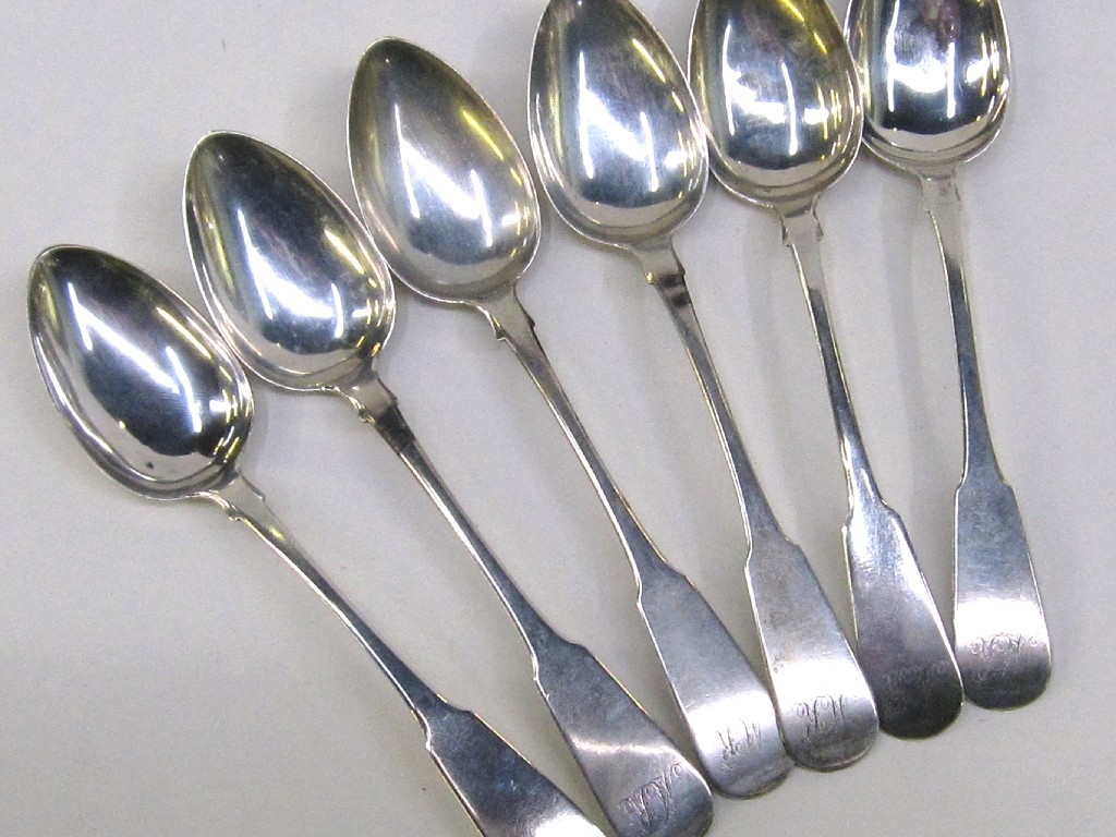 Appraisal: Set of six provincial silver teaspoons - Greenock marks possibly