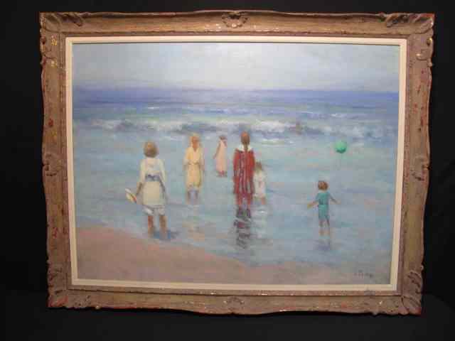 Appraisal: Impressionist oil on canvas framed painting of a beach scene