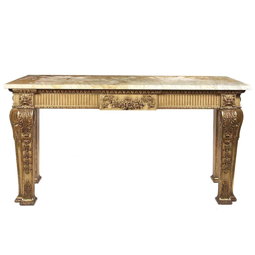 Appraisal: Louis XVI Style Carved and Gilt-Wood Console The mottled gray