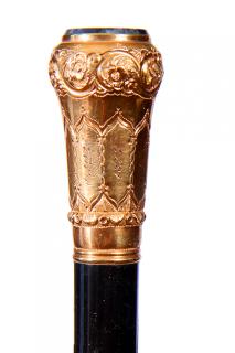 Appraisal: Gold Dress Cane- Dated - An ornate unsigned kt gold