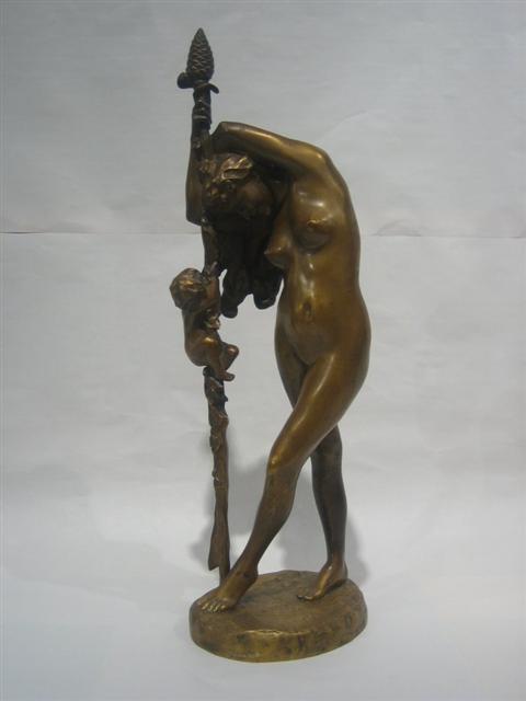 Appraisal: J L GEROME BACCHANTE INFANT BRONZE Cast from a model