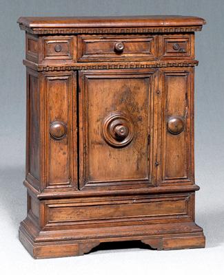 Appraisal: Italian Baroque walnut cabinet drawer over door opening to shelved