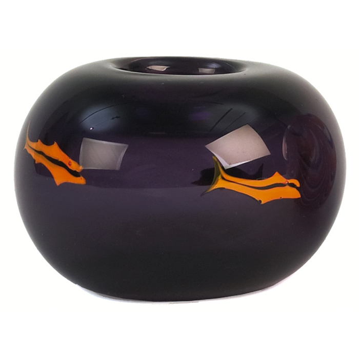 Appraisal: Dominick Labino vase c purple glass with three orange intarsia