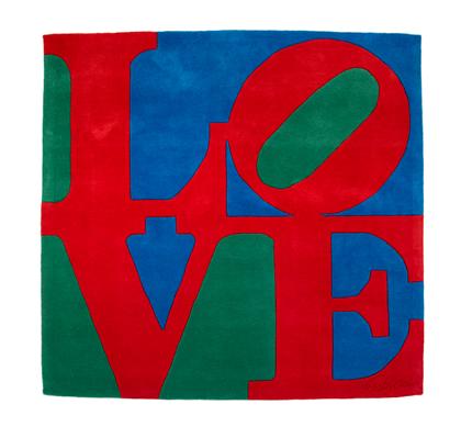 Appraisal: ROBERT INDIANA american b CLASSIC LOVE Wool rug signed R