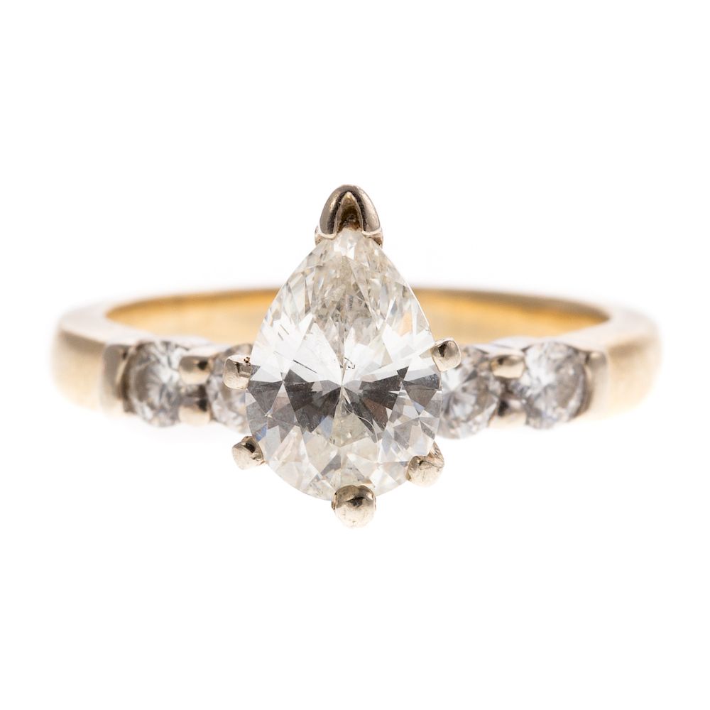 Appraisal: A Ladies Pear Shape Diamond Engagement Ring in K K