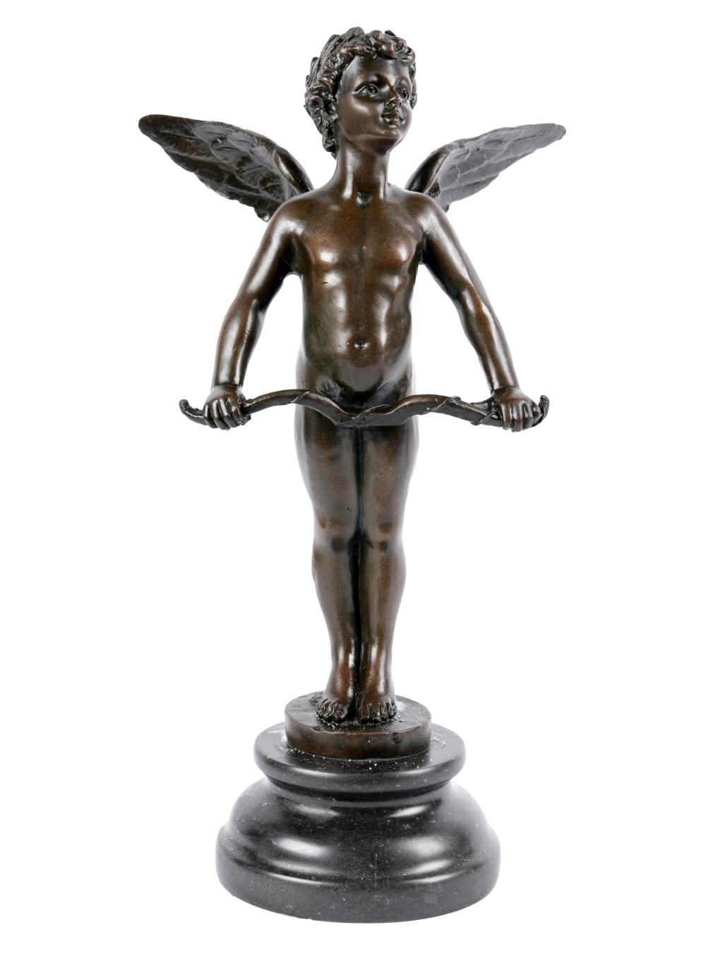 Appraisal: AFTER MOREAU WINGED FIGUREbronze mounted to plinth signed Moreau to