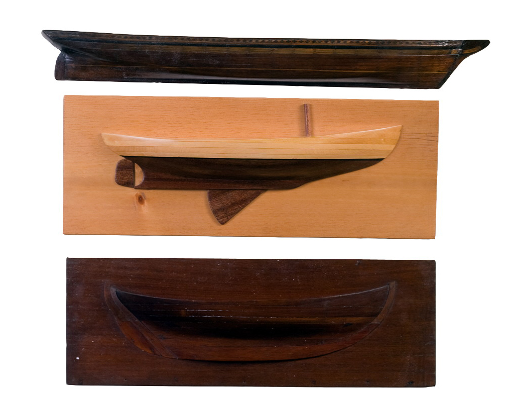 Appraisal: VARIOUS WOODS PLANK-ON-FRAME HALF MODEL EARLY NINETEENTH CENTURY Composed of