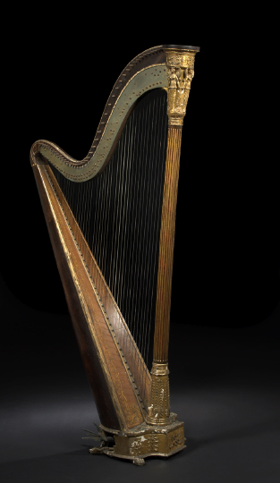 Appraisal: Empire Gilt-Stenciled Rosewood and Giltwood Harp first quarter th century