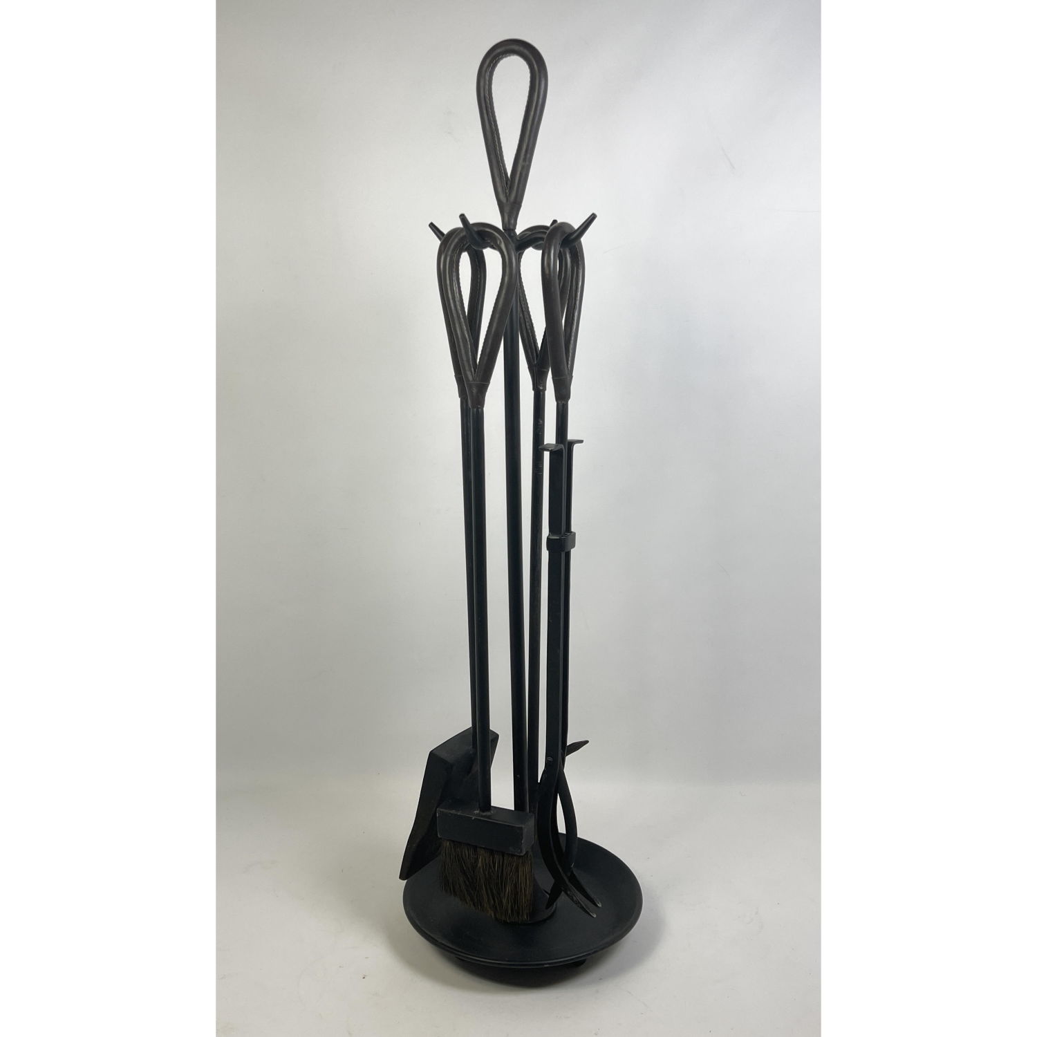 Appraisal: Hand Wrought Iron Fireplace Tools Set Jacques Adnet Style ---