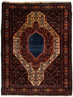 Appraisal: Senneh Rug Persian th century serrated blue central medallion with