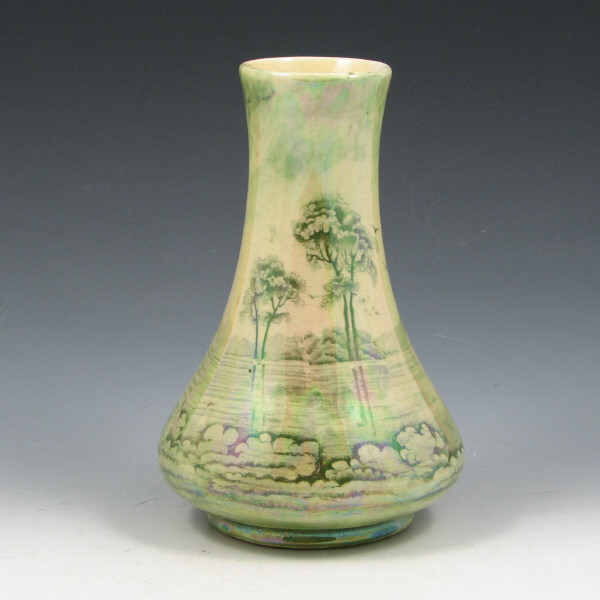 Appraisal: Scenic vase with iridescent luster glaze Marked with what appears