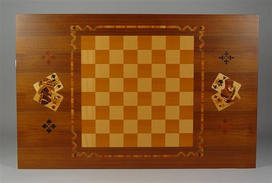 Appraisal: Mixed Woods Inlaid Game Board th Century Inlaid cards and