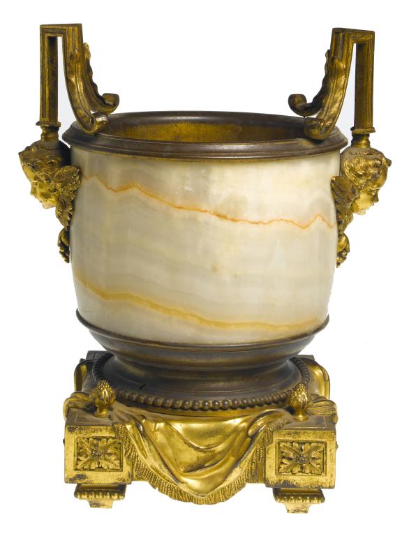 Appraisal: AN ONYX AND GILT BRONZE CACHE POT the pairs of