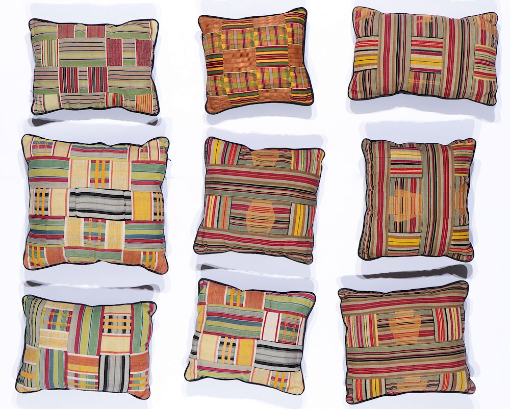 Appraisal: Group of Nine African Kente Cloth Pillows Group of Nine