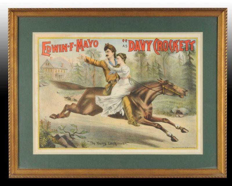 Appraisal: Davy Crockett Rare Paper Litho Show Poster Description Circa Matted